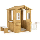 Wood Playhouse with Bench and Serving Stations for 2+ Years Old Kids by LJGDeals