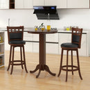 Wood Pub Round Dining Table with Pedestal Base by LJGDeals