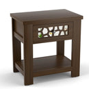 Wood Retro End Table with Mirrored Glass Drawer and Open Storage Shelf by LJGDeals