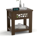 Wood Retro End Table with Mirrored Glass Drawer and Open Storage Shelf by LJGDeals