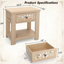 Wood Retro End Table with Mirrored Glass Drawer and Open Storage Shelf by LJGDeals