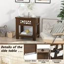 Wood Retro End Table with Mirrored Glass Drawer and Open Storage Shelf by LJGDeals