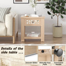 Wood Retro End Table with Mirrored Glass Drawer and Open Storage Shelf by LJGDeals