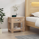 Wood Retro End Table with Mirrored Glass Drawer and Open Storage Shelf by LJGDeals