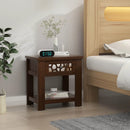 Wood Retro End Table with Mirrored Glass Drawer and Open Storage Shelf by LJGDeals