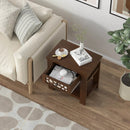 Wood Retro End Table with Mirrored Glass Drawer and Open Storage Shelf by LJGDeals