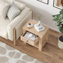 Wood Retro End Table with Mirrored Glass Drawer and Open Storage Shelf by LJGDeals