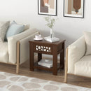 Wood Retro End Table with Mirrored Glass Drawer and Open Storage Shelf by LJGDeals