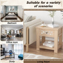Wood Retro End Table with Mirrored Glass Drawer and Open Storage Shelf by LJGDeals