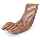 Outdoor Acacia Wood Rocking Chair with Widened Slatted Seat and High Back by LJGDeals