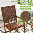 Patio Wood Rocking Chair with PU Seat and Rubber Wood Frame-Brown by LJGDeals