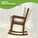 Patio Wood Rocking Chair with PU Seat and Rubber Wood Frame-Brown by LJGDeals