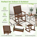 Patio Wood Rocking Chair with PU Seat and Rubber Wood Frame-Brown by LJGDeals