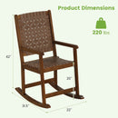 Patio Wood Rocking Chair with PU Seat and Rubber Wood Frame-Brown by LJGDeals