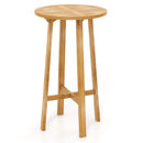 24 Inch Teak Wood Round Bar Table with Footrest for Indoors Outdoors by LJGDeals