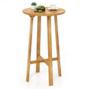24 Inch Teak Wood Round Bar Table with Footrest for Indoors Outdoors by LJGDeals