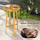 24 Inch Teak Wood Round Bar Table with Footrest for Indoors Outdoors by LJGDeals