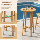 24 Inch Teak Wood Round Bar Table with Footrest for Indoors Outdoors by LJGDeals