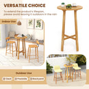 24 Inch Teak Wood Round Bar Table with Footrest for Indoors Outdoors by DirectDeals