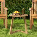Teak Wood Side Table Round Sofa End Table with Slatted Tabletop by LJGDeals