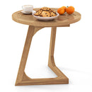 Teak Wood Side Table Round Sofa End Table with Slatted Tabletop by LJGDeals