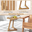 Teak Wood Side Table Round Sofa End Table with Slatted Tabletop by LJGDeals