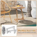 Teak Wood Side Table Round Sofa End Table with Slatted Tabletop by LJGDeals