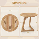 Teak Wood Side Table Round Sofa End Table with Slatted Tabletop by LJGDeals