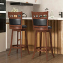 Wood Swivel Bar Stools Set of 2 with Faux Leather Upholstered Seat and Back-Brown by LJGDeals