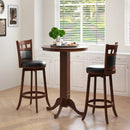 Wood Swivel Bar Stools Set of 2 with Faux Leather Upholstered Seat and Back-Brown by LJGDeals