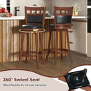 Wood Swivel Bar Stools Set of 2 with Faux Leather Upholstered Seat and Back-Brown by LJGDeals