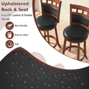 Wood Swivel Bar Stools Set of 2 with Faux Leather Upholstered Seat and Back-Brown