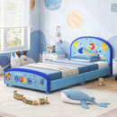 Wood Upholstered Twin Bed Platform with Slat Support
