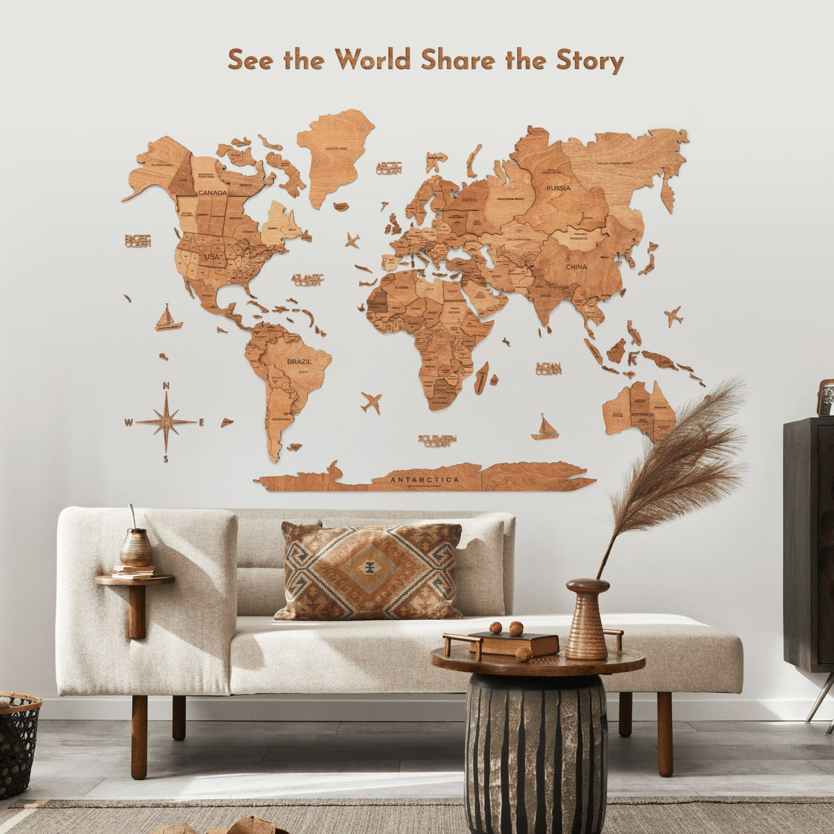 Wooden Map Quote Sign - Oak, photo 2 of 4
