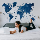 Wooden World Map Navy Blue by Enjoy The Wood