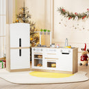 Wooden 2 Piece Kids Kitchen Playset with Fridge and Running Water