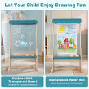 Wooden Art Easel for Kids with Canopy and Paper Roll