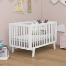 Rubber Wood Baby Crib with Adjustable Mattress Heights and Guardrails-White by LJGDeals