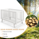 Rubber Wood Baby Crib with Adjustable Mattress Heights and Guardrails-White by LJGDeals