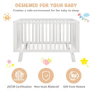 Rubber Wood Baby Crib with Adjustable Mattress Heights and Guardrails-White by LJGDeals