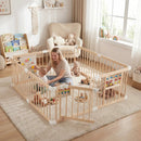 Wooden Baby Playpen Adjustable Large Play Yard for Infants-Natural by LJGDeals