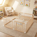 Wooden Baby Playpen Adjustable Large Play Yard for Infants-Natural by LJGDeals
