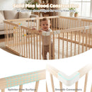 Wooden Baby Playpen Adjustable Large Play Yard for Infants-Natural by LJGDeals
