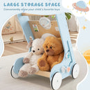 Wooden Baby Walker Push and Pull Learning Activity Center with Wheels for Toddlers 1+ Years Old