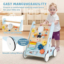 Wooden Baby Walker Push and Pull Learning Activity Center with Wheels for Toddlers 1+ Years Old by LJGDeals