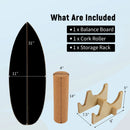 Wooden Balancing Board with Cork Roller and Storage Rack to Exercise by LJGDeals