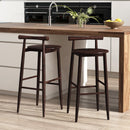 Wooden Bar Chair Set of 2 with Backrest and Footrest for Home Restaurant Cafe by DirectDeals