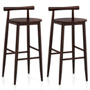 Wooden Bar Chair Set of 2 with Backrest and Footrest for Home Restaurant Cafe by LJGDeals