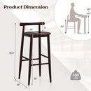 Wooden Bar Chair Set of 2 with Backrest and Footrest for Home Restaurant Cafe by LJGDeals