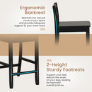 Wooden Bar Stools Set of 2 with Ergonomic Backrest and Footrest-Black